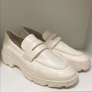 Zara White Chunky Sole Loafers